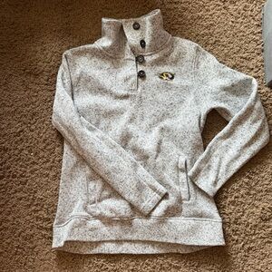 Champion Gray Speckled Quarter-Snap Pullover with Missouri Tigers Patch